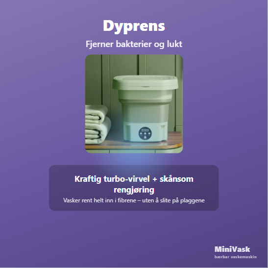 Mini vaskemaskin med dyprens som fjerner bakterier fra klærne